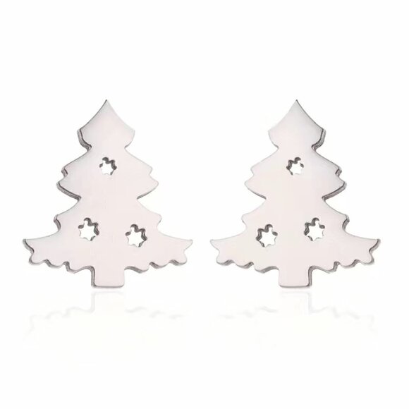 Christmas Tree Stainless Steel Stud Small Earrings #1146 - Picture 8 of 8